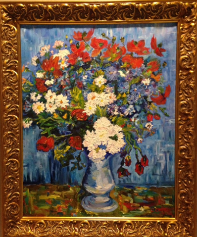 Vase With Cornflowers and Poppies